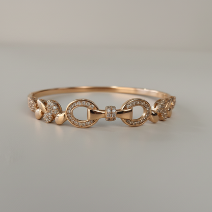 Rose Gold Figure-8 Infinity Pavé Bangle - Ultra Elegant