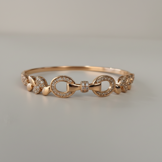 Rose Gold Figure-8 Infinity Pavé Bangle - Ultra Elegant
