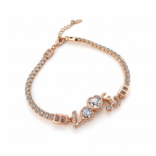 Rose Gold LOVE Tennis Bracelet - Color Refined