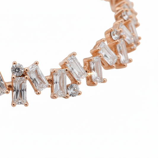 Rose Gold Scattered Crystal Bracelet - Single Corner Detail