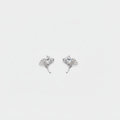 Silver Ginkgo Leaf Studs — Tiny Far View
