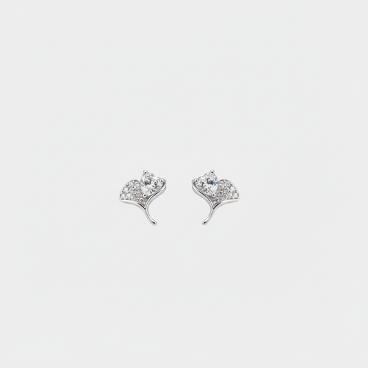 Silver Ginkgo Leaf Studs — Tiny Far View