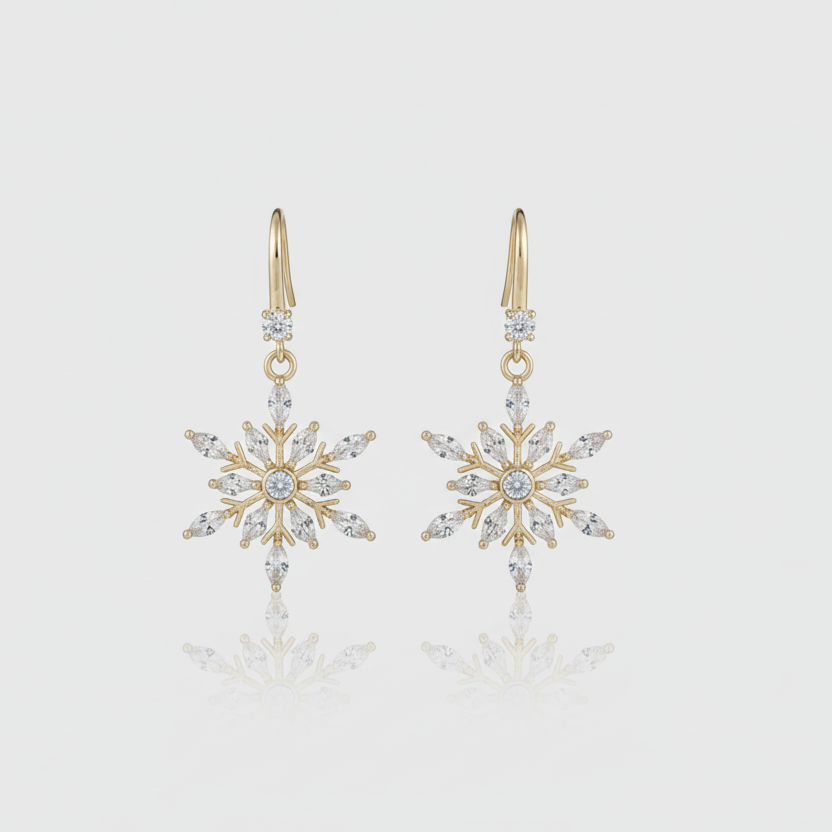 Snowflake Drop Earrings - Complete Hooks