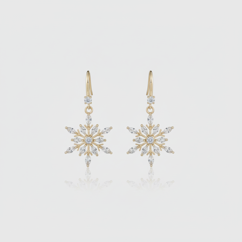 Snowflake Drop Earrings — Tiny Far View