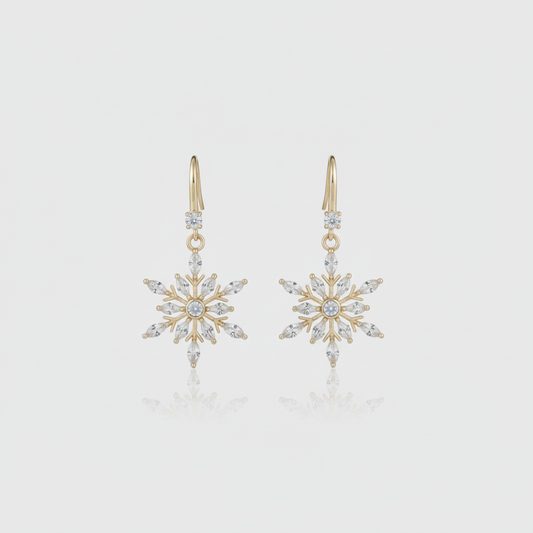 Snowflake Drop Earrings — Tiny Far View