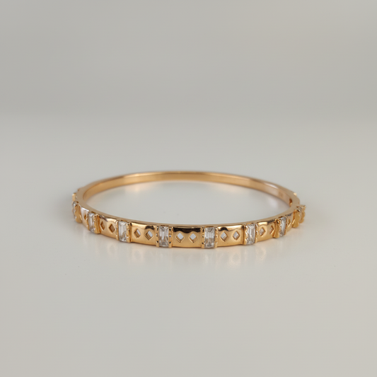 Two-Tone Geometric Bangle - Clean Shot